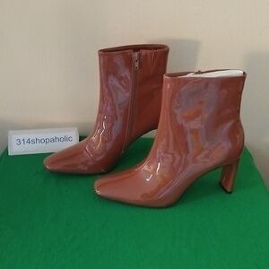 Brown Patent Leather Ankle Boots